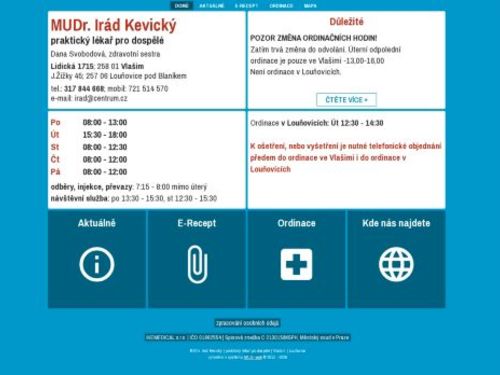 Praktický lékař pro dospělé - MUDr. Irád Kevický