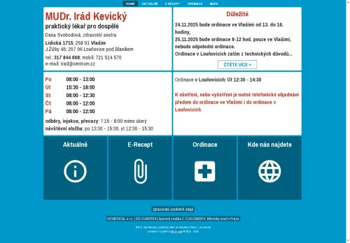 Zobrazit webové stránky Praktický lékař pro dospělé - MUDr. Irád Kevický