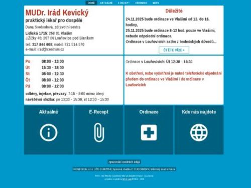 Praktický lékař pro dospělé - MUDr. Irád Kevický