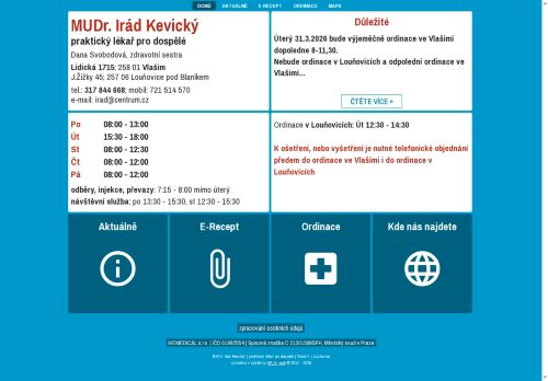 Zobrazit webové stránky Praktický lékař pro dospělé - MUDr. Irád Kevický
