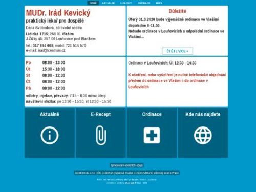 Praktický lékař pro dospělé - MUDr. Irád Kevický