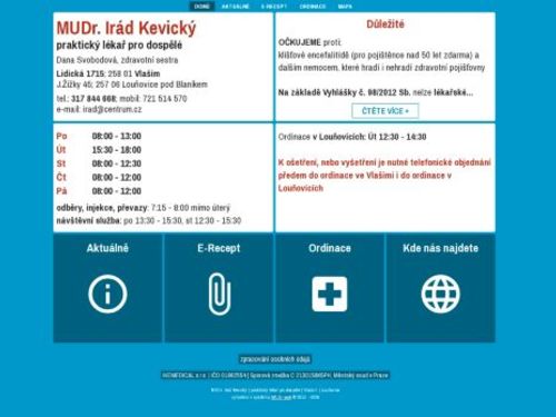 Praktický lékař pro dospělé - MUDr. Irád Kevický