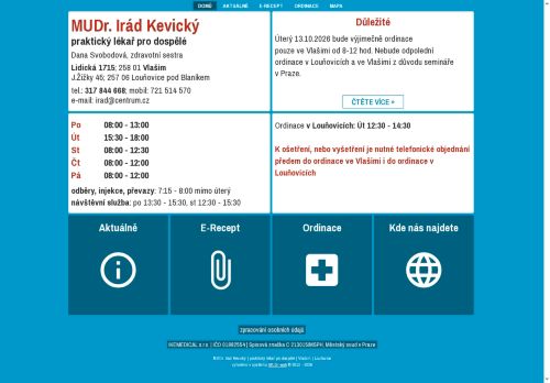 Zobrazit webové stránky Praktický lékař pro dospělé - MUDr. Irád Kevický