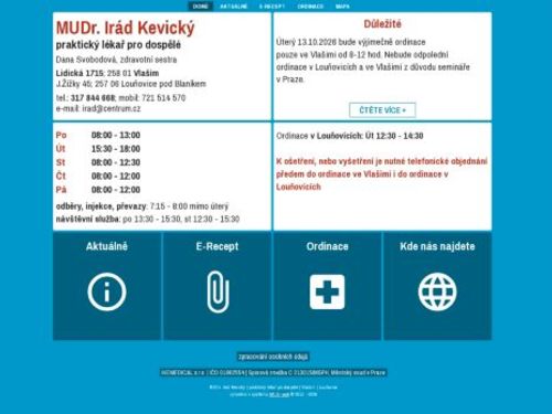 Praktický lékař pro dospělé - MUDr. Irád Kevický