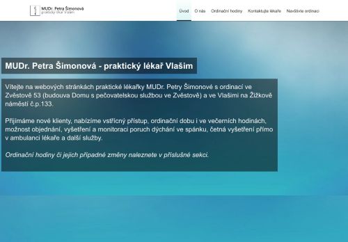 Zobrazit webové stránky Praktický lékař pro dospělé - MUDr. Petra Šimonová
