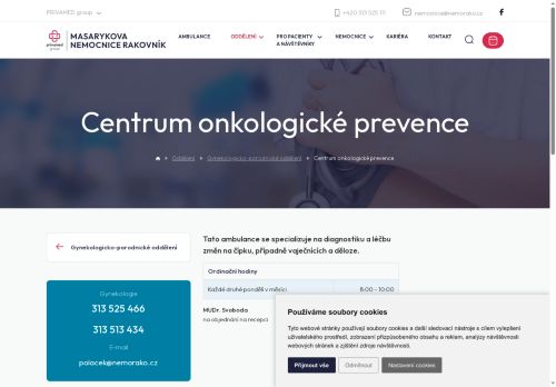 Zobrazit webové stránky Centrum gynekologické onkologické prevence - Masarykova nemocnice Rakovník