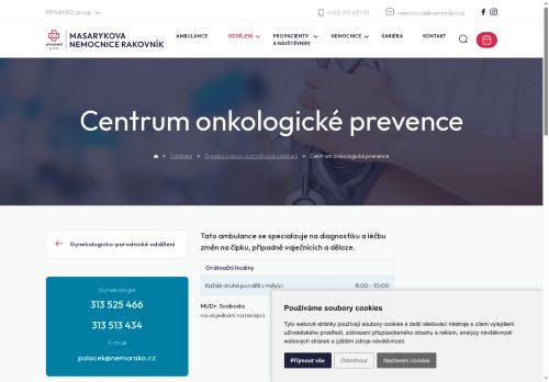 Zobrazit webové stránky Centrum gynekologické onkologické prevence - Masarykova nemocnice Rakovník