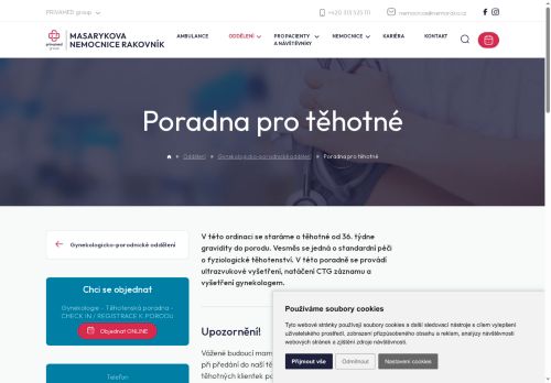 Zobrazit webové stránky Poradna pro těhotné - Masarykova nemocnice Rakovník