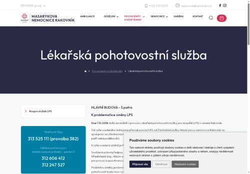 Zobrazit webové stránky Lékařská pohotovost pro dospělé - Masarykova nemocnice Rakovník