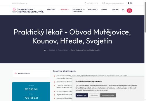 Zobrazit webové stránky Praktický lékař pro dospělé Masarykova nemocnice Rakovník - MUDr. Jiří Jenšovský