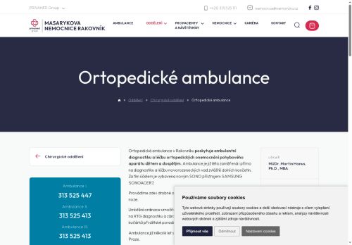 Zobrazit webové stránky Ortopedická ambulance - Masarykova nemocnice Rakovník