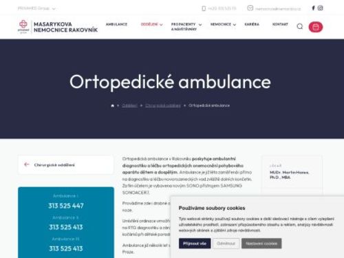 Ortopedická ambulance - Masarykova nemocnice Rakovník