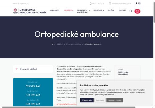 Zobrazit webové stránky Ortopedická ambulance - Masarykova nemocnice Rakovník