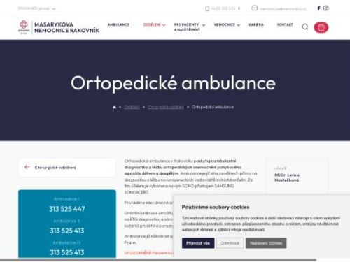 Ortopedická ambulance - Masarykova nemocnice Rakovník
