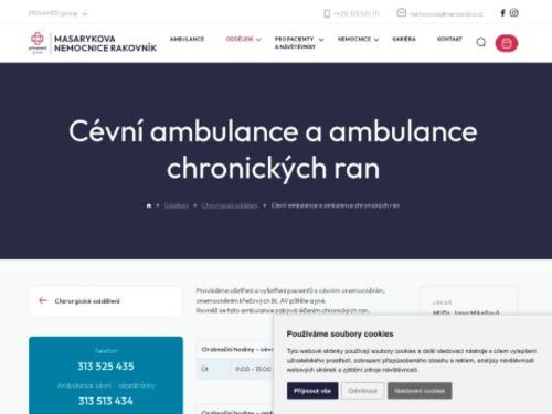Cévní ambulance a ambulance chronických ran - Masarykova nemocnice Rakovník