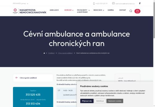Zobrazit webové stránky Cévní ambulance a ambulance chronických ran - Masarykova nemocnice Rakovník