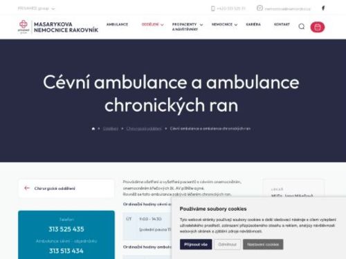 Cévní ambulance a ambulance chronických ran - Masarykova nemocnice Rakovník