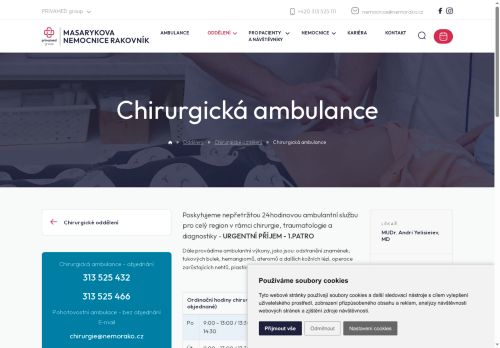 Zobrazit webové stránky Chirurgická ambulance - Masarykova nemocnice Rakovník
