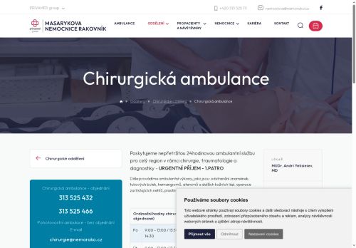 Zobrazit webové stránky Chirurgická ambulance - Masarykova nemocnice Rakovník