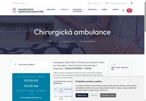 Zobrazit webové stránky Chirurgická ambulance - Masarykova nemocnice Rakovník