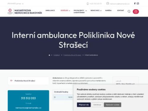 Interní ambulance Poliklinika Nové Strašecí - Masarykova nemocnice Rakovník - MUDr. Nina Stehlíková