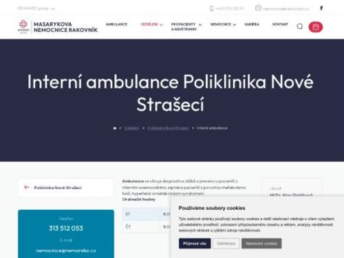 Interní ambulance Poliklinika Nové Strašecí - Masarykova nemocnice Rakovník - MUDr. Nina Stehlíková