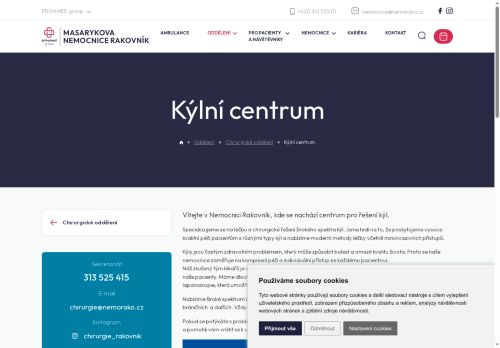 Zobrazit webové stránky Kýlní centrum - Masarykova nemocnice Rakovník