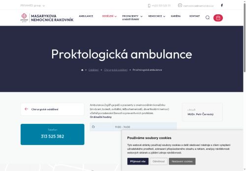 Zobrazit webové stránky Proktologická ambulance - Masarykova nemocnice Rakovník