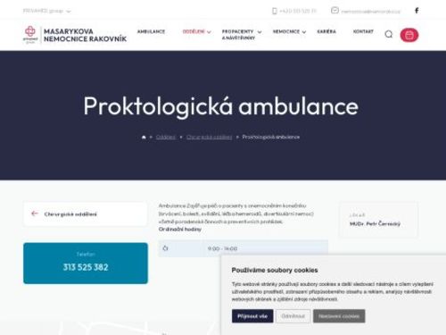 Proktologická ambulance - Masarykova nemocnice Rakovník
