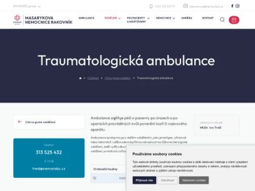 Traumatologická ambulance - Masarykova nemocnice Rakovník