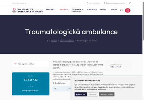 Zobrazit webové stránky Traumatologická ambulance - Masarykova nemocnice Rakovník