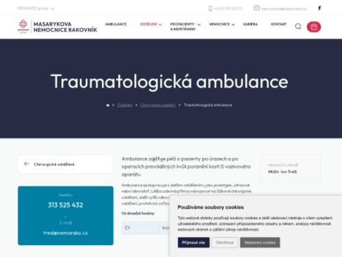 Traumatologická ambulance - Masarykova nemocnice Rakovník