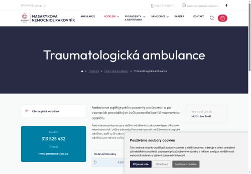 Zobrazit webové stránky Traumatologická ambulance - Masarykova nemocnice Rakovník