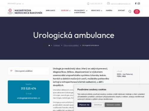 Urologická ambulance - Masarykova nemocnice Rakovník