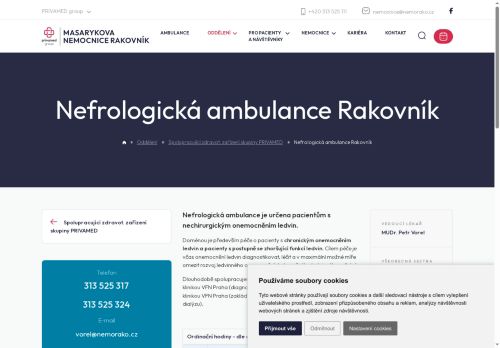 Zobrazit webové stránky Nefrologická ambulance - Masarykova nemocnice Rakovník