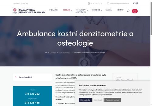 Zobrazit webové stránky Ambulance kostní denzitometrie a osteologie - Masarykova nemocnice Rakovník
