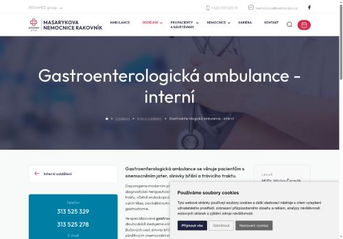 Zobrazit webové stránky Gastroenterologická ambulance - interní - Masarykova nemocnice Rakovník