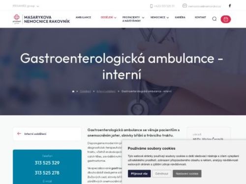 Gastroenterologická ambulance - interní - Masarykova nemocnice Rakovník