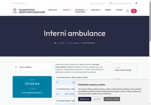 Zobrazit webové stránky Interní ambulance - Masarykova nemocnice Rakovník