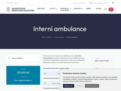Interní ambulance - Masarykova nemocnice Rakovník