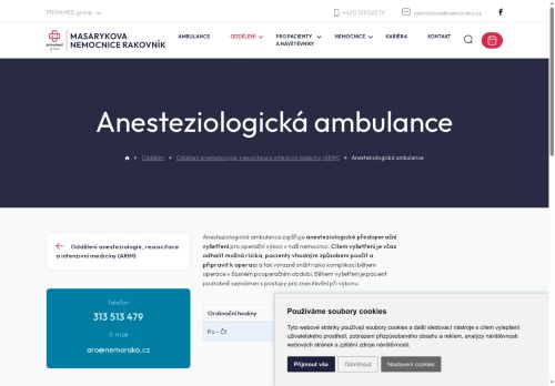 Zobrazit webové stránky Anesteziologická ambulance - Masarykova nemocnice Rakovník