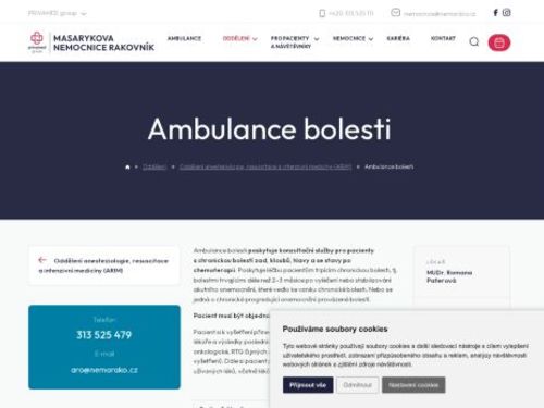 Ambulance bolesti - Masarykova nemocnice Rakovník - MUDr. Romana Paterová