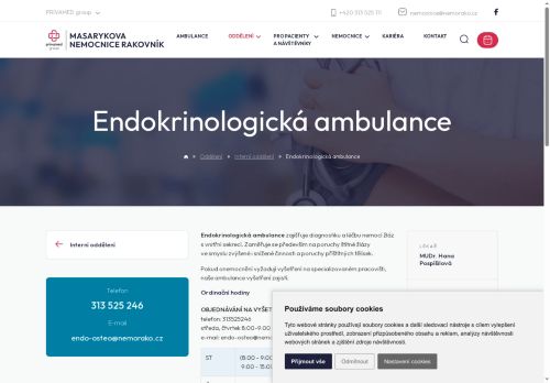 Zobrazit webové stránky Endokrinologická ambulance - Masarykova nemocnice Rakovník - MUDr. Hana Pospíšilová