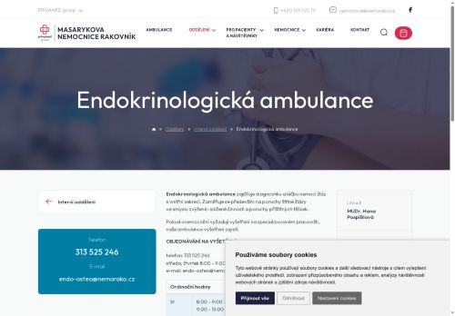 Zobrazit webové stránky Endokrinologická ambulance - Masarykova nemocnice Rakovník - MUDr. Hana Pospíšilová