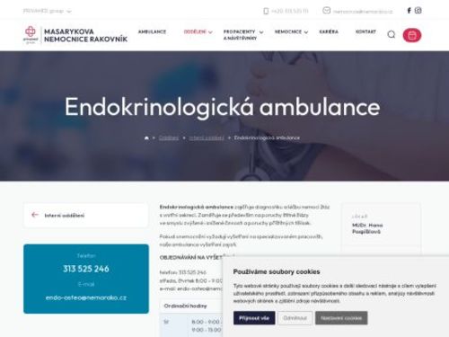 Endokrinologická ambulance - Masarykova nemocnice Rakovník - MUDr. Hana Pospíšilová