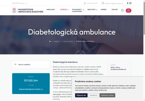 Zobrazit webové stránky Diabetologická a podiatrická ambulance - Masarykova nemocnice Rakovník