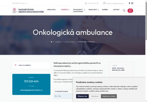 Zobrazit webové stránky Onkologická ambulance - Masarykova nemocnice Rakovník