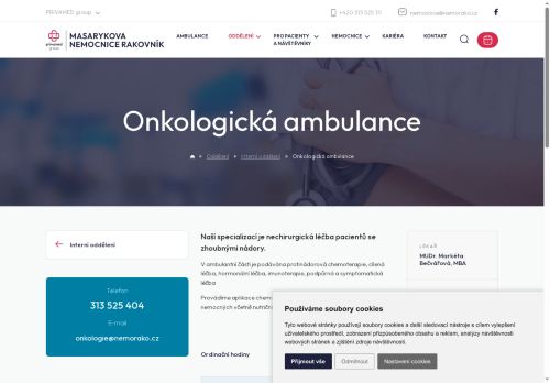 Zobrazit webové stránky Onkologická ambulance - Masarykova nemocnice Rakovník