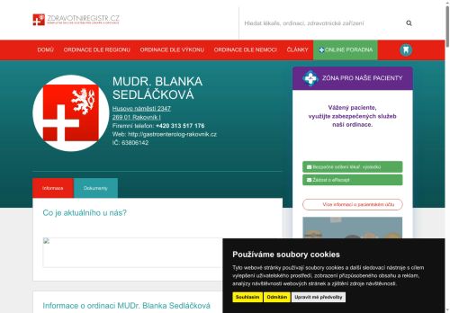 Zobrazit webové stránky Ordinace gastroenterologie a hepatologie - MUDr. Blanka Sedláčková
