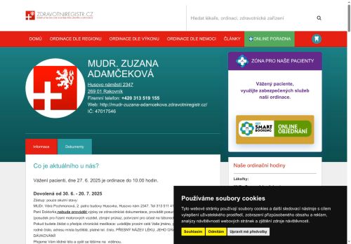 Zobrazit webové stránky Praktický lékař pro dospělé - MUDr. Zuzana Adamčeková